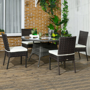 Outsunny Cushioned 4 Pieces Rattan Garden Chairs by Outsunny