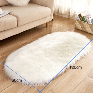 Livingandhome White Oval Shaggy Area Rug - White / 120cm by Livingandhome
