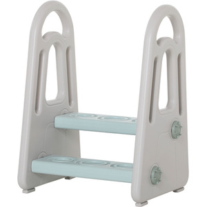 HOMCOM Two-Step Stool for Kids Toddlers with Handle for Toilet Potty Training - Grey by HOMCOM
