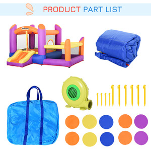 Outsunny Kids Bounce Castle 3 in 1 Trampoline Slide - Purple by Outsunny