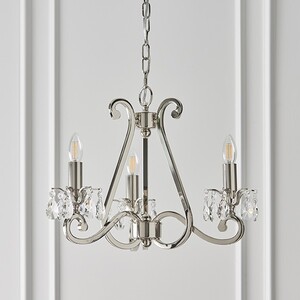 Oksana 3 Light Multi Arm Ceiling Pendant Chandelier Polished Nickel, E14