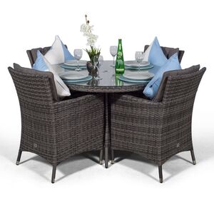 Savannah Round Rattan Patio Dining Set - Grey / 4 by Giardino