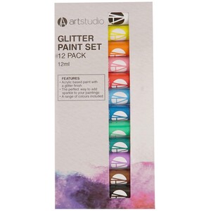 Pack of 12 Art Studio Glitter Paints by Art Studio