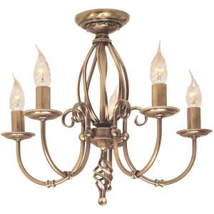 Artisan 5 Light Chandelier Aged Brass Finish, E14 - Aged Brass