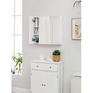 VASAGLE Bathroom Wall Cabinet with Mirror - White by VASAGLE