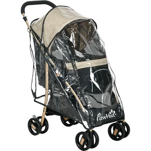 PawHut Pet Stroller for Small Miniature Pets with Rain Cover - Brown by PawHut