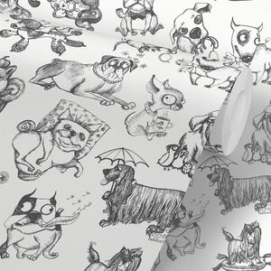 Pooches Wallpaper - White by Muriva