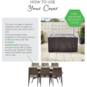 Outdoor Rattan Dining Table and Chairs - Antigua 6 Seat Brown Garden Dining Set - Brown by FurnitureboxUK