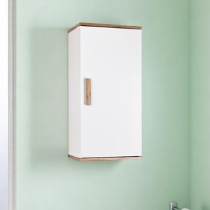 Nola Matt White and Bamboo Single Bathroom Wall Cabinet - White by Showerdrape