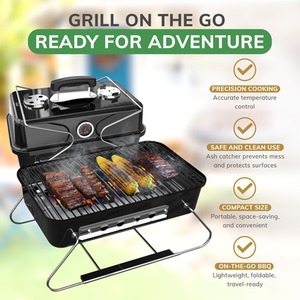 Portable BBQ Charcoal Grill with Foldable Legs - Black by House of Home