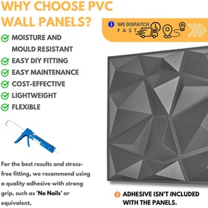 3D Wall Panels (50x50 cm) PVC Cladding Panel of Diamond Design by NOVECRAFTO