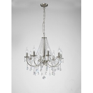 Kyra Ceiling Pendant Chandelier 8 Light Satin Nickel, Crystal - Satin Nickel
