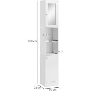 HOMCOM Freestanding Bathroom Storage Cabinet with Mirror - White by HOMCOM