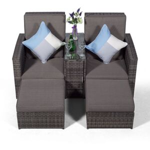 Nevada Double Reclining Rattan Sun Loungers Set - Grey by Giardino