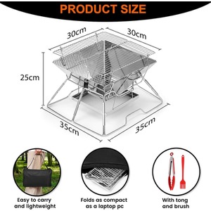 Portable Fire Pit BBQ For Camping - Silver