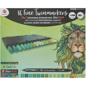 Pack of 16 Deco Time Fine Tip Twin Markers by Deco Time