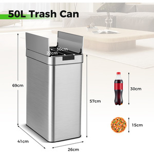 Slim Kitchen Trash Can - Silver by Costway