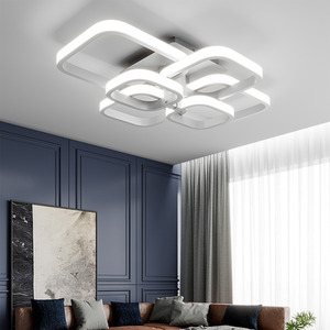 Square White Frame Chandelier LED Ceiling Light - White / 70W by Livingandhome