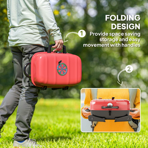 Outsunny Folding Charcoal Barbecue Grills - Red by Outsunny