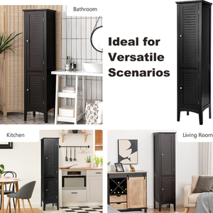 Bathroom Cabinet with 5-Tier Shelves - Black by Costway