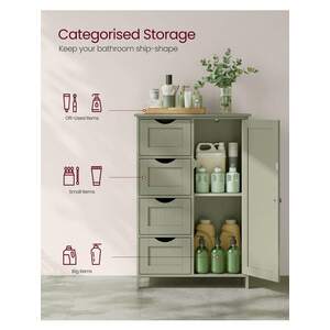 Bathroom Storage Cabinet with 4 Drawers - Green by VASAGLE