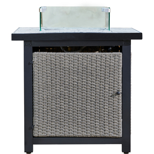 Rattan Fire Pit Table Heater with Lava Rocks - Grey by Teamson Home