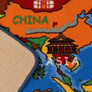 Children's Educational Blue World Map Play Mat Bedroom Rug - Blue / 200 x 95cm by The Rug House