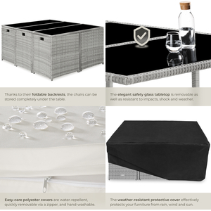 Malaga 641 Rattan Garden Furniture Set with Protective Cover by tectake