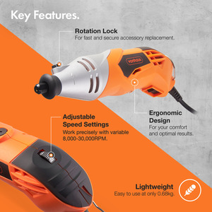 120 Piece Rotary Tool with Storage Case - Orange by VonHaus