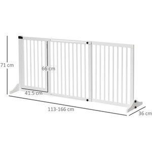 PawHut Wooden Pine Pet Gate - White by PawHut