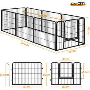 Heavy Duty 8 Panel Dog Playpen for Outdoor Indoor - Black / 60cm by Yaheetech