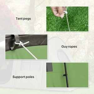 Outsunny 3-4 Man Tunnel Tent with Porch, 3000mm Waterproof - Green by Outsunny