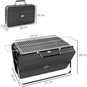 Outsunny Mini Suitcase Charcoal Barbecue Grill - Black by Outsunny