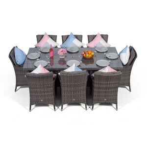 Savannah Square Rattan Patio Dining Set - Grey / 8 by Giardino