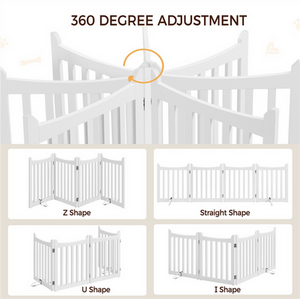 Yaheetech 4-Panel Foldable Wooden Dog Gate Pet Fence - White / 60.5cm by Yaheetech