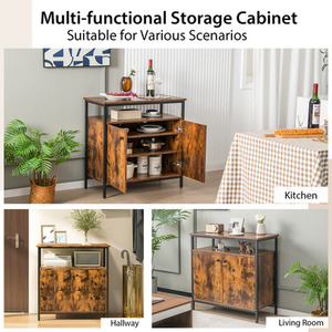 2-Door Buffet Sideboard - Rustic Brown by Costway
