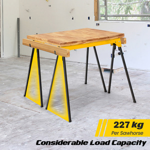 2 Pack Folding Sawhorses-Yellow - Yellow by Costway
