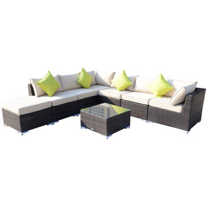 Outsunny 8 Piece Rattan Sofa Garden Furniture Set - Brown by Outsunny