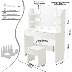 WestWood Dressing Table DT18 White - White by WestWood