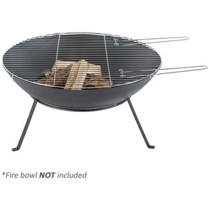 Metal BBQ Grill for Fire Bowl with Handles - Silver by Homescapes