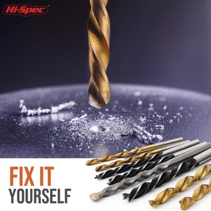 HSS Steel Drill Bit Set - Gold / 130 Piece by Hi-Spec