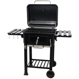 BBQ Smoker Grill Adjustable Coal Tray Thermometer - Black by House of Home