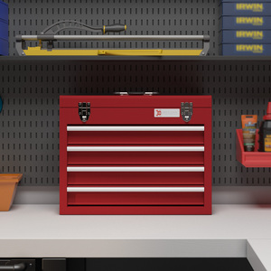 DURHAND Tool Chest Lockable Tool Box with Handle Latch - Red / 39.5cm / 22cm by DURHAND