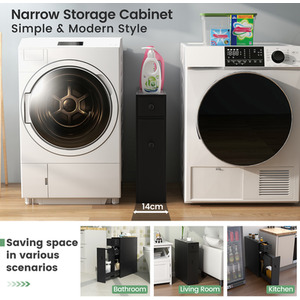 Bathroom Cabinet Slim Floor Cabinet - Black by Costway