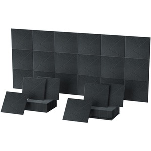 Set Of 12 Square Self Adhesive Acoustic Wall Panels Tiles - Black by Gr8 Home