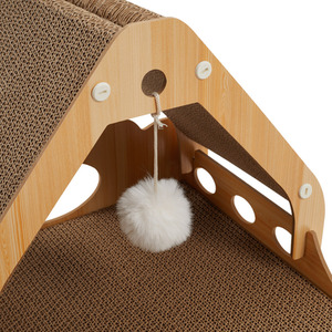 House-Shaped Cat Bed and Scratching Board - Brown by Livingandhome
