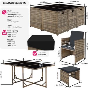 Malaga 641 Rattan Garden Furniture Set with Protective Cover by tectake