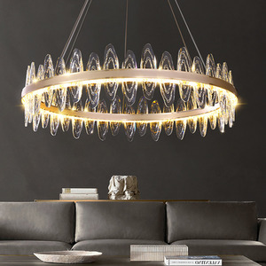 Ring Chandelier Genuine Crystal 3 LED Colours - Gold