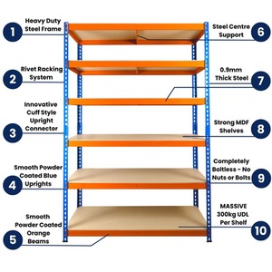 Extra Heavy Duty Racking Shelving 6 Levels - Blue & Orange / 120cm / 45cm by Trade Price Deals