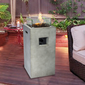 Column Outdoor Small Gas Fire Pit Heater with Screen - Grey by Teamson Home